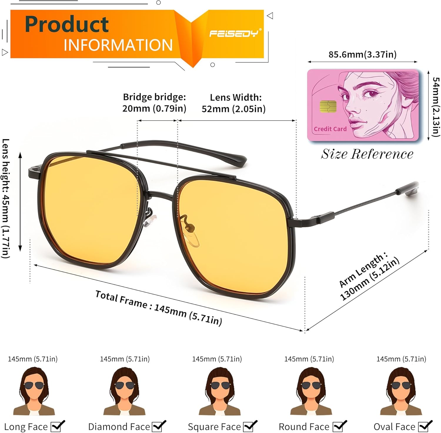 FEISEDY Retro Aviator Sunglasses for Women Men Vintage Classic Square Metal Frame Sun Glasses Trendy Shades B0371 - Image 6