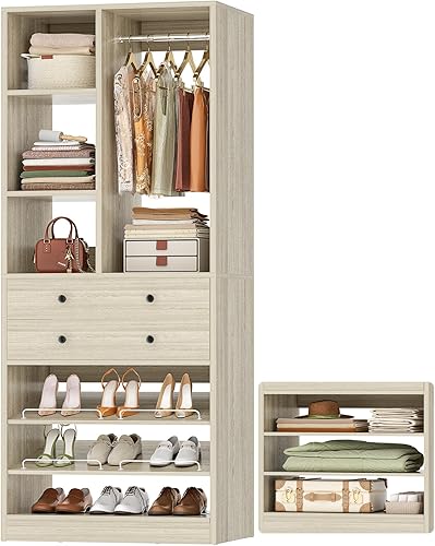 Vista 20 de Sistema de armario pequeño, sistema organizador de armario de 28 pulgadas/2.3 pies con cajones y estantes, sistemas de armarios para armarios Blanco