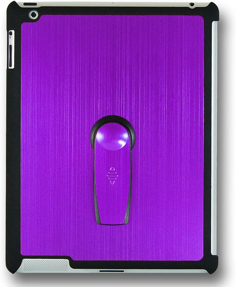 Lumii Ark Aluminum Rotatable Back Hard Cover Case with Stand for iPad 2 – Purple+ free bonus iphone 4/4s case
