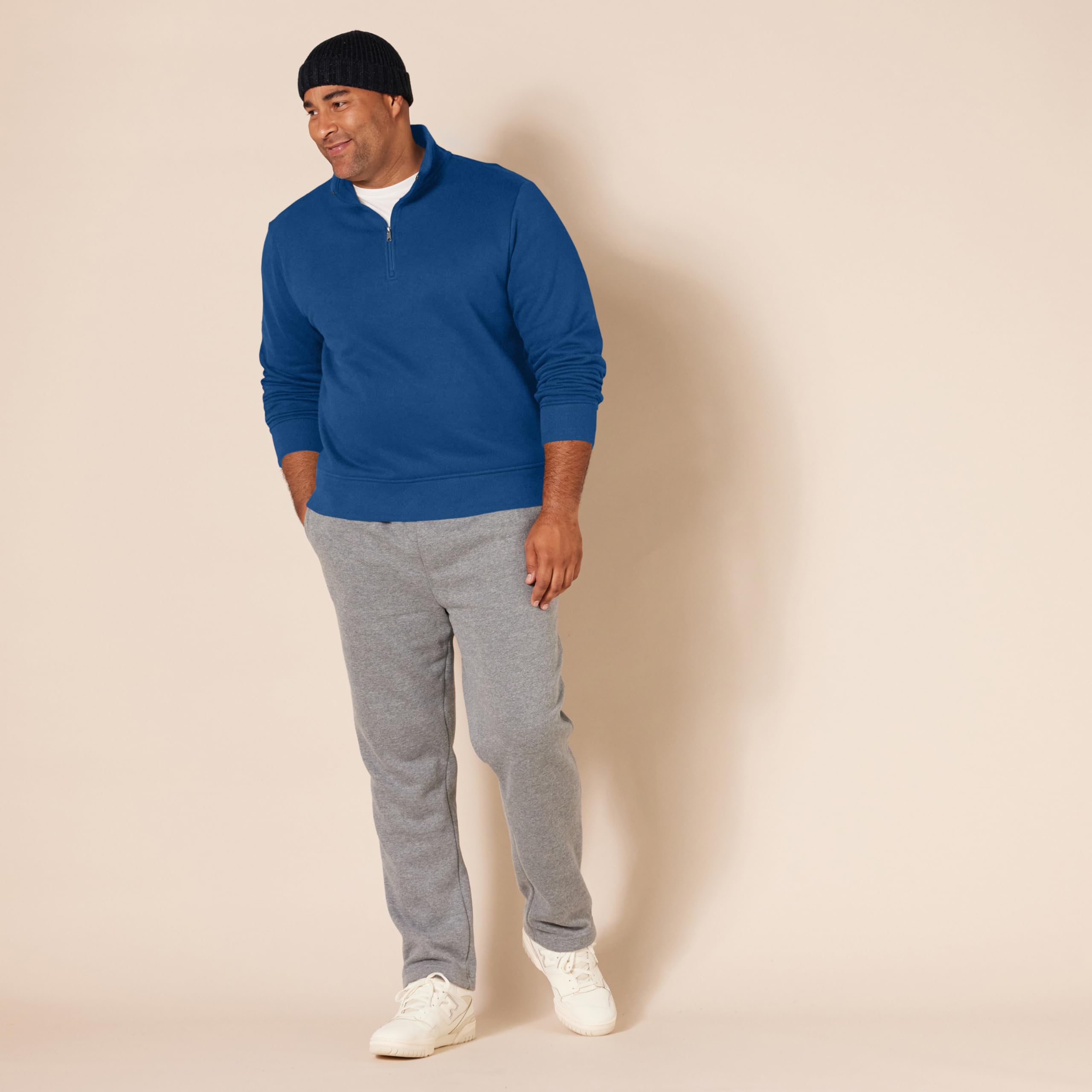 Amazon Essentials Sudadera de Manga Larga con Forro Polar y Cierre de un Cuarto Hombre