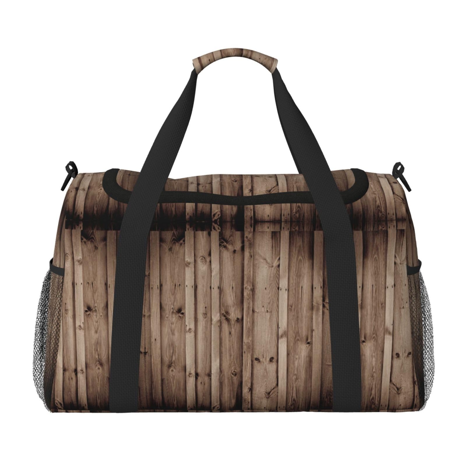 Bolsa de viaje de grano de madera grande y plegable con tejido impermeable para el gimnasio 8