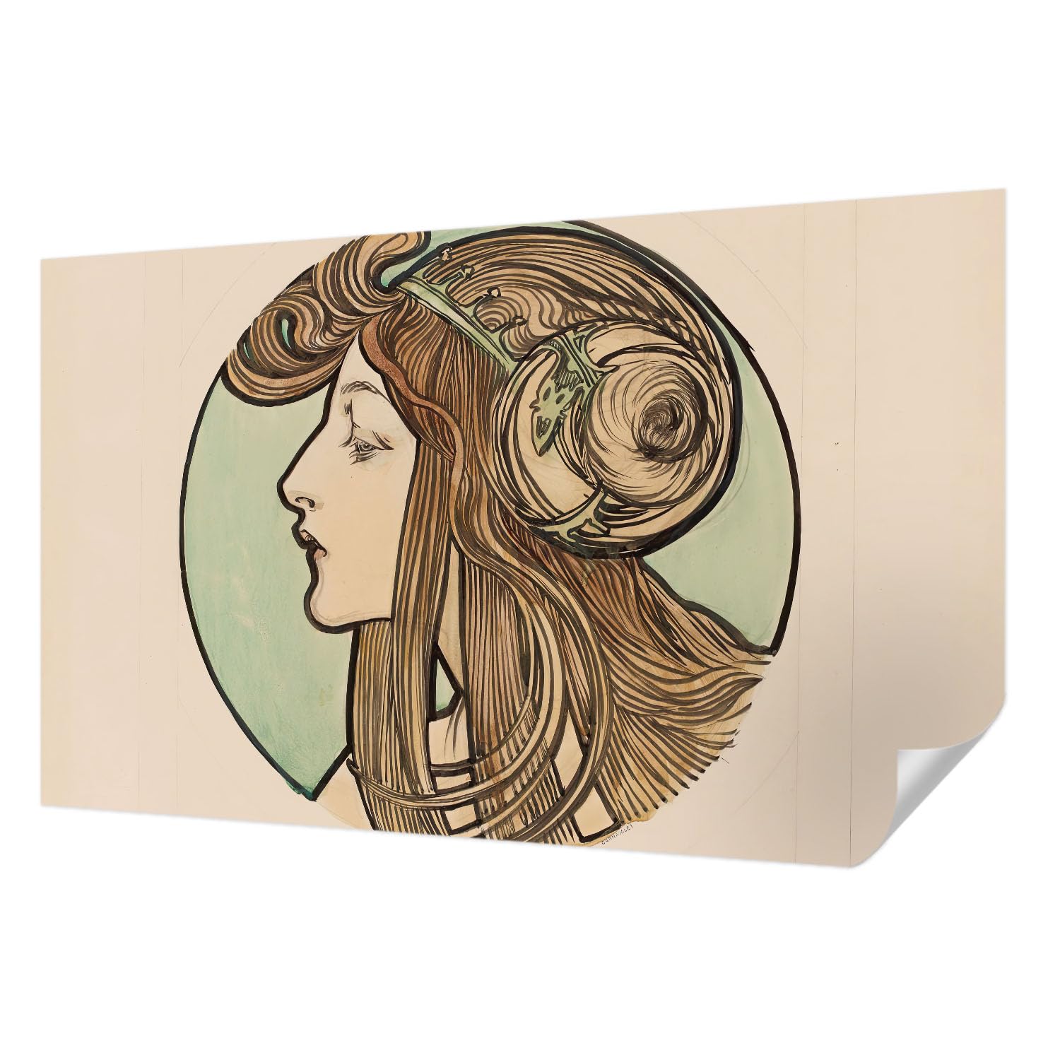 Papier peint panoramique 416x254 cm Art Nouveau pour décoration salon