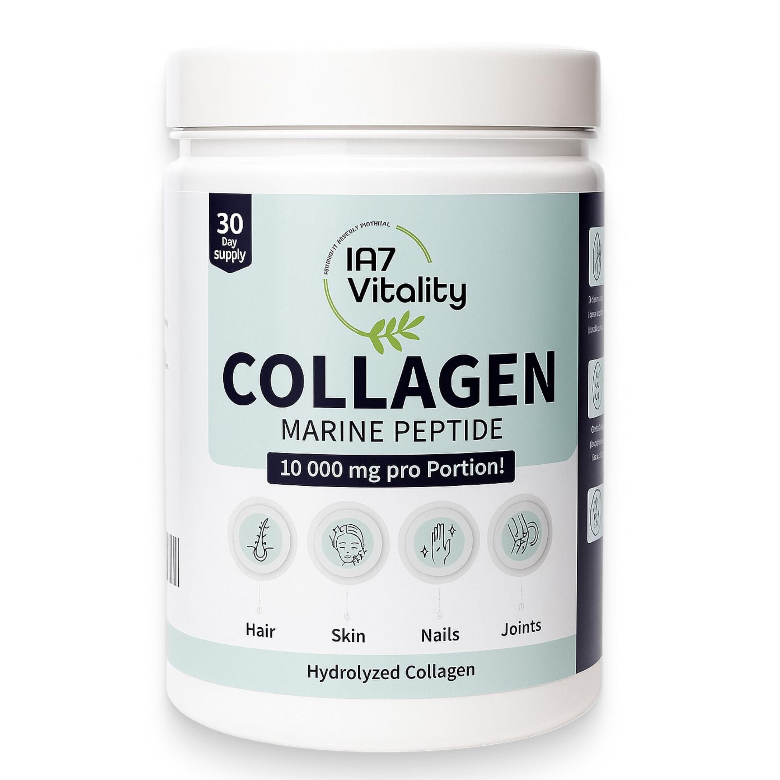 Peptides de Collagène Marin, 10 000 mg par Portion, 30 Jours d'Approvisionnement, Collagène de Poisson Hydrolysé, Poudre, 300g, sans Sucre, sans Additifs