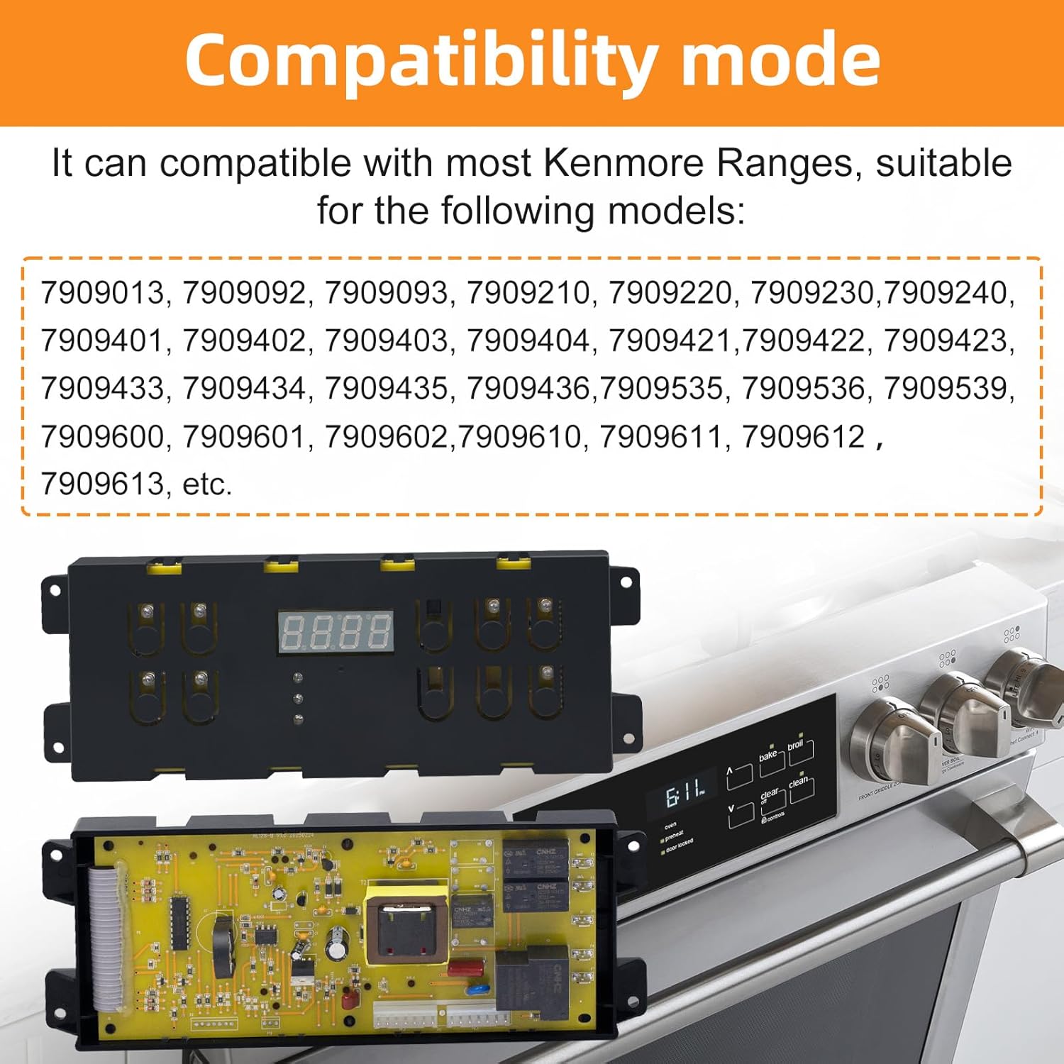 316557118 Oven Control Board Replacement Compatible with Frigidaire Kenmore Electronic Clock/Timer Display 316418208 316557108, 120V, 60 Hz (Include The Covering Panel)