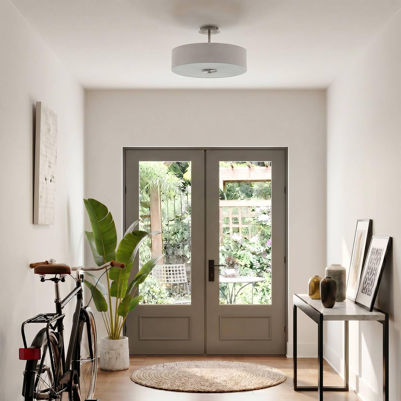 Lindby Textil Deckenleuchte rund 47 cm, Deckenlampe Stoff weiß 3x E27 max. 60W ohne Leuchtmittel Schlafzimmerlampe Wohnzimmerlampe Esszimmerlampe | Wohnzimmerlampe, e27, 3-flammig, moderne Stofflampe für Flur, Wohnzimmer, Schlafzimmer, Esszimmer