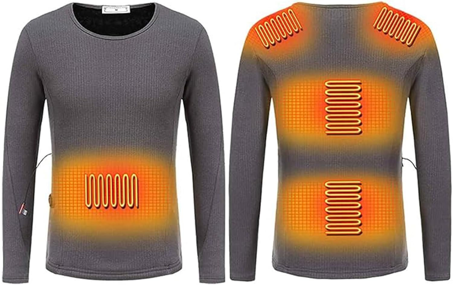 Functional Thermal Top Washable Heated Underwear 5 Heating Zones 3 Temperature Control, Electric USB Heating