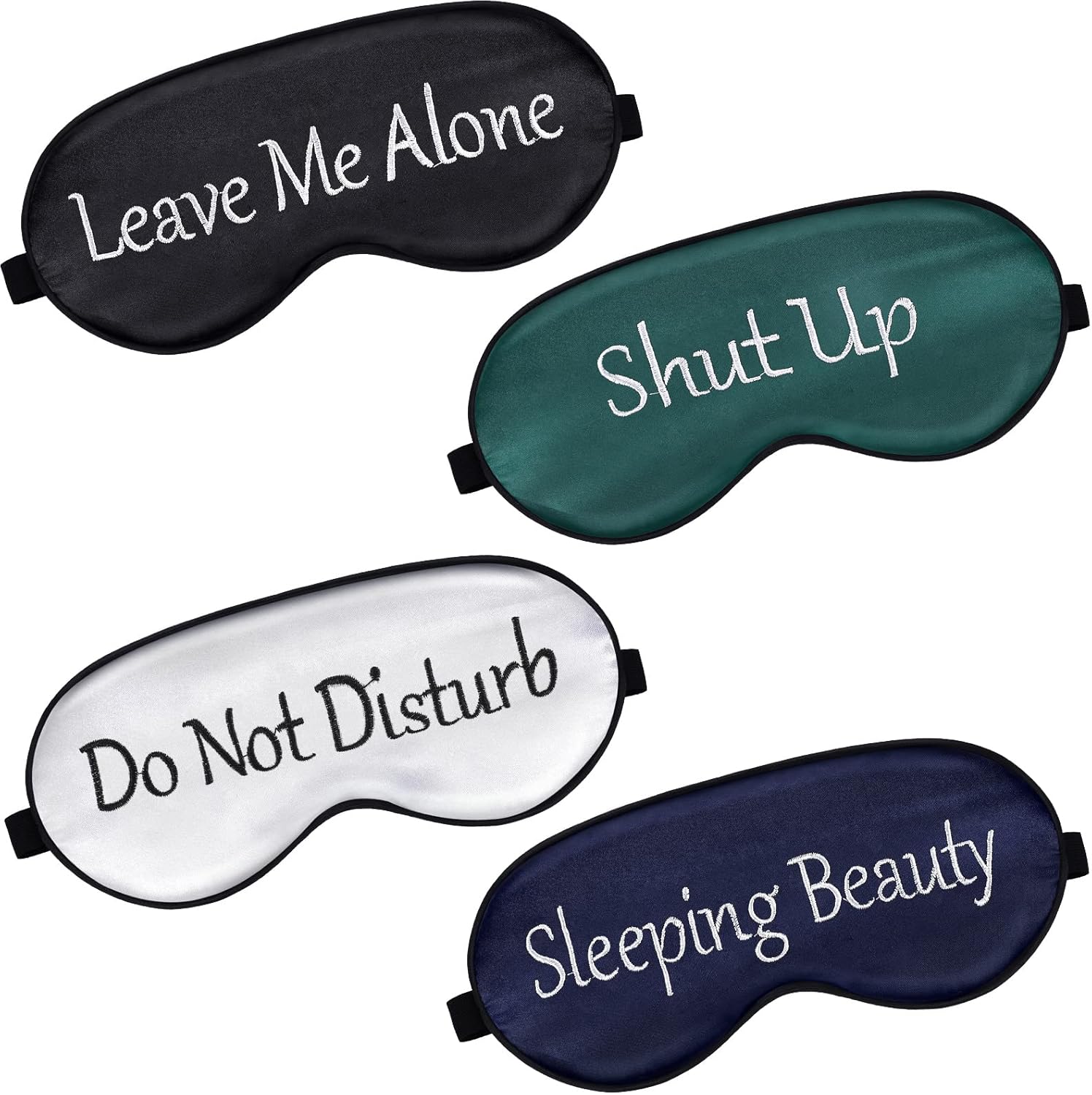 4 Pieces Funny Sleep Mask Silk Eye Mask Soft Blackout Blindfold with Adjustable Strap Sleeping Eye Cover Mask for Women Men Travel, Nap, Meditation (Black, Gray, Pink, Purple) : Health & Household