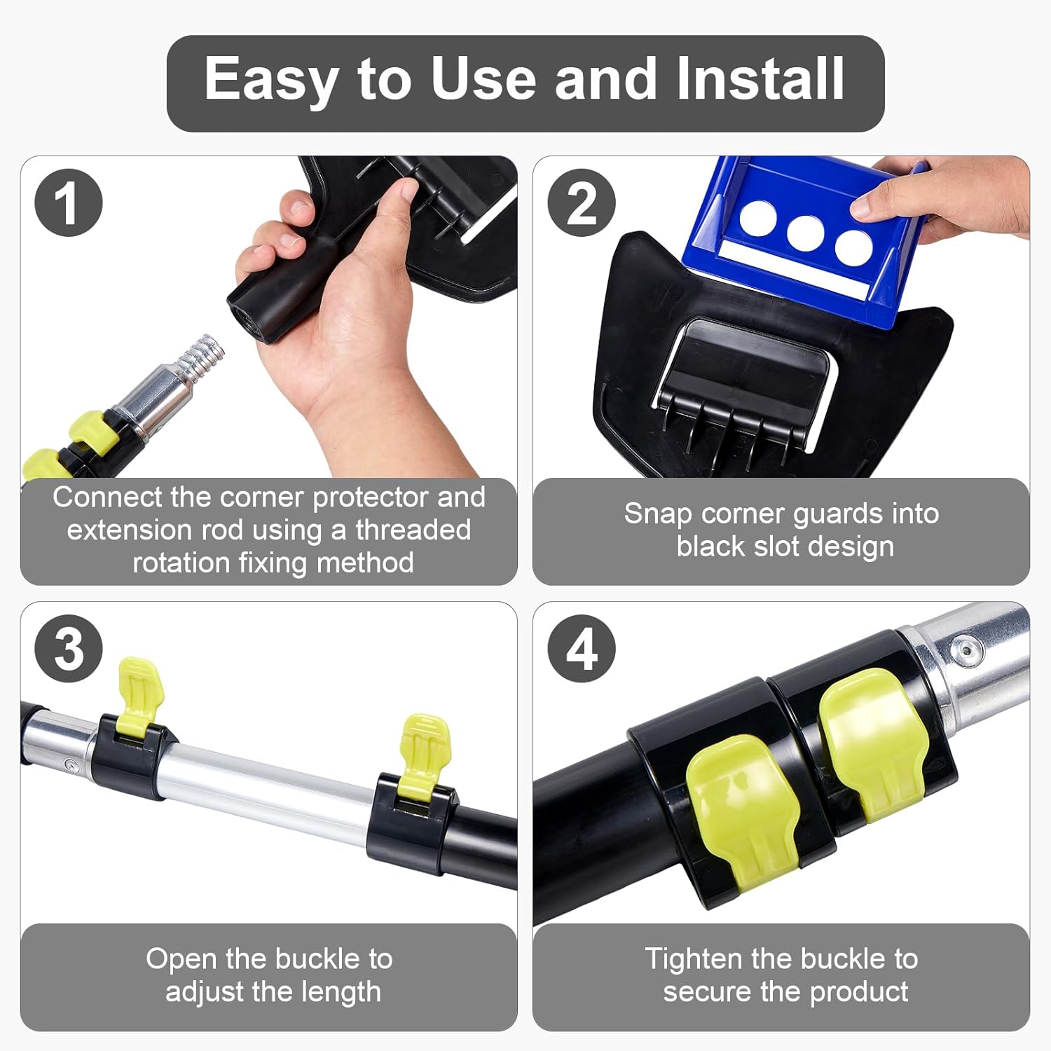 Extension Handle for Edge Protector Adjustable Extension Handle Cargo Load Corner Protector Pole V Edge Guards Handle, 2Pack