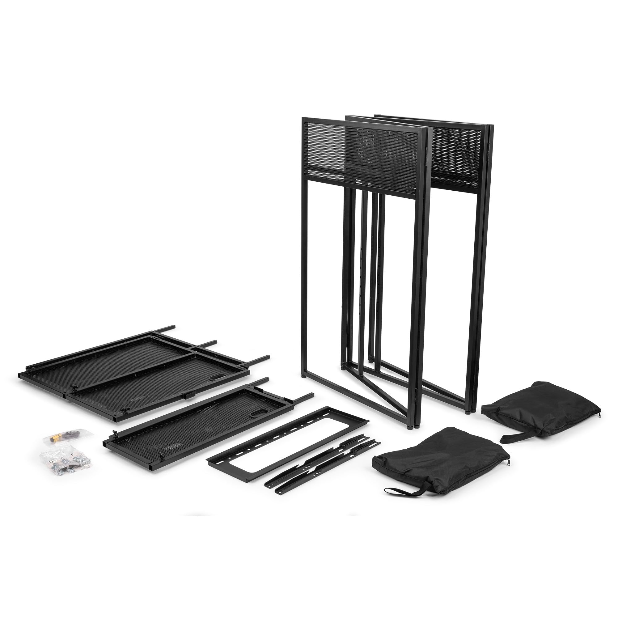 VONYX DB6 Pro Cabine DJ avec Support TV - Jusqu'à 25 Kg, Écran 65'', Lycra Blanc ou Noir Inclus, Sac de Transport, Un Système Complet et Idéal pour Les DJs Professionnels, DJs Mobiles