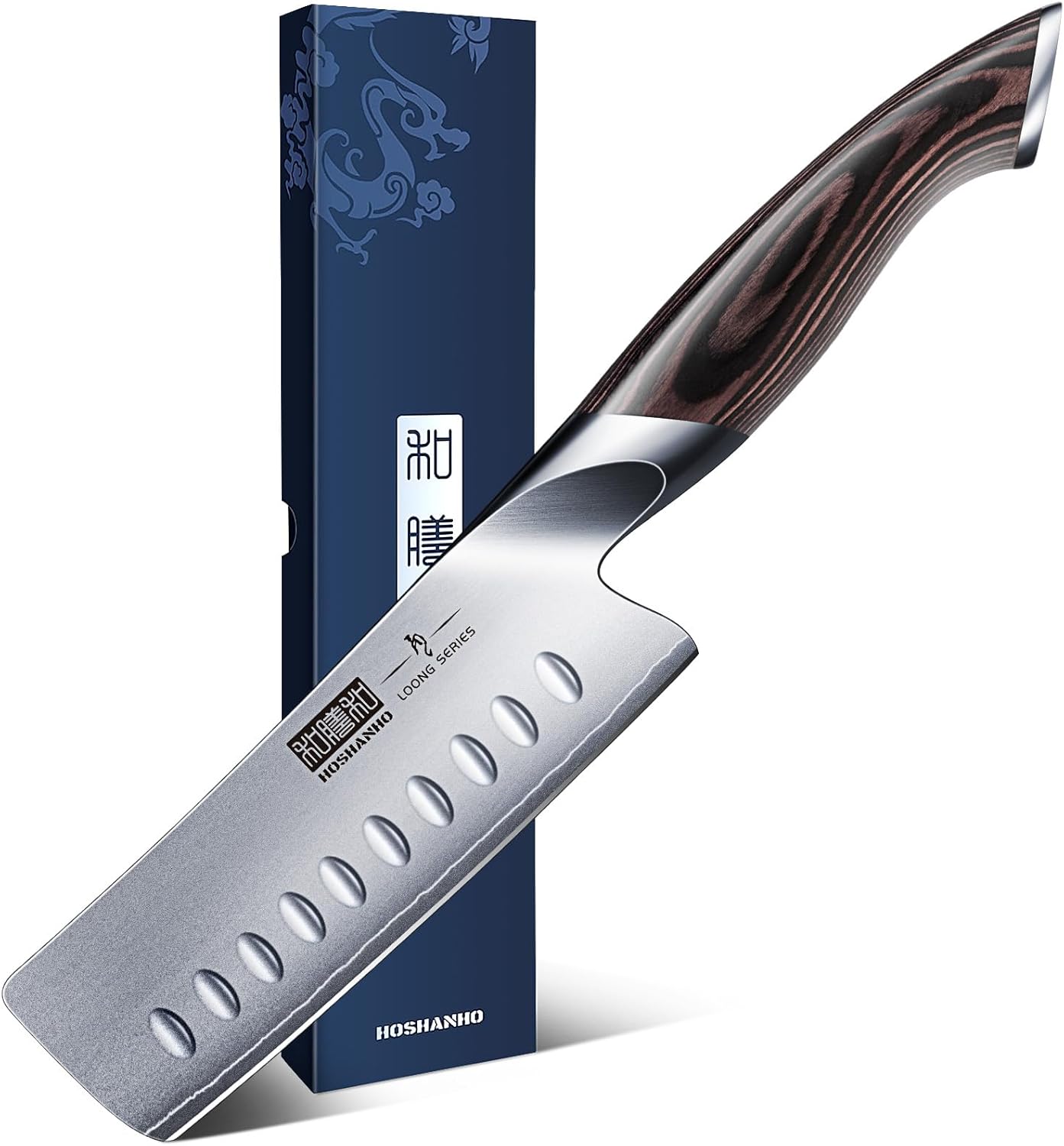 HOSHANHO 5.5 Inch Nakiri Knife, Japanese High Carbon Stainless Steel Chef Knife, Multipurpose Meat Vegetable Sharp Kitchen Knife with Ergonomic Pakkawood Handle