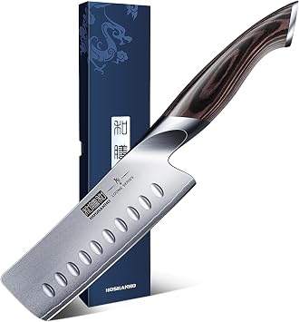 HOSHANHO 5.5 Inch Nakiri Knife, Japanese High Carbon Stainless Steel Chef Knife, Multipurpose Meat Vegetable Sharp Kitchen Knife with Ergonomic Pakkawood Handle