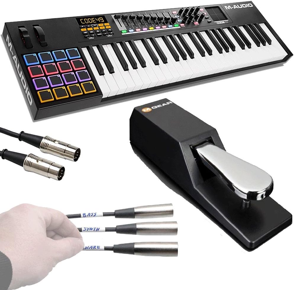 M-Audio Code 49 Black | 49-Key USB MIDI Keyboard Controller with X/Y Touch Pad (16 Drum Pads / 9 Faders / 8 Encoders)