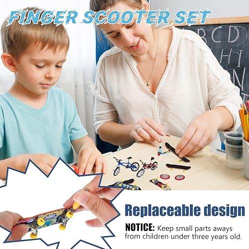 Miniatura 7 de Shappy Juego de 57 piezas de mini juguetes para dedos, incluye patinetas de dedo, mini scooters de Navidad, regalo de Navidad, pantalones de dedo,