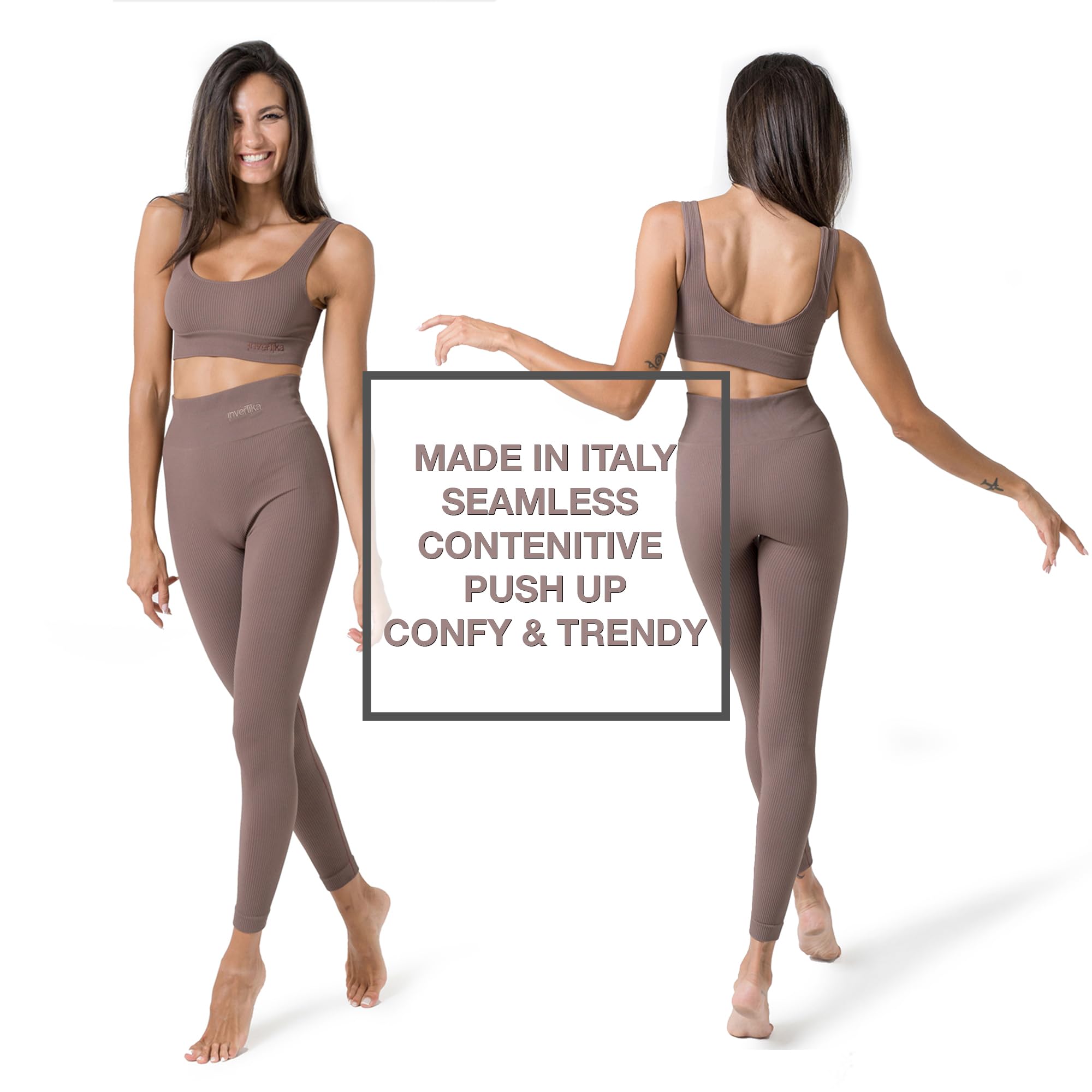 Invertika Legging Snellente Sportswear Leggings Donna in Microfibra- Modellante- Effetto Push Up a Vita Alta Contenitivo Fasciante