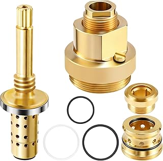 1 Set Shower Valve Rebuild Kit, TA-10 Flow Control Spindle & TA-4 Hot and Cold Seats & T-12A Cap Part Compatible with Symmons Temptro Shower Valves, Fix Tub/Shower Valve Leak, Brass