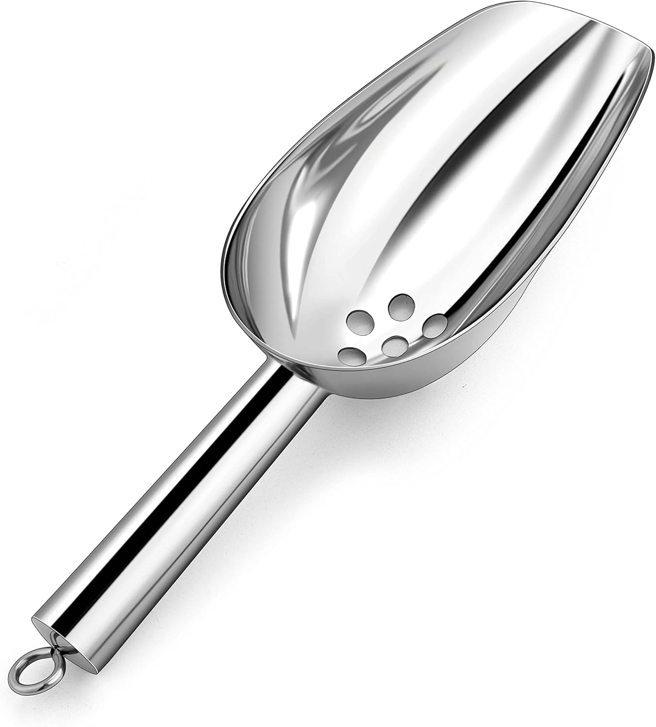 HaWare 8 Ounce Metal Ice Scoops, Stainless Steel Food Scoops with Drain