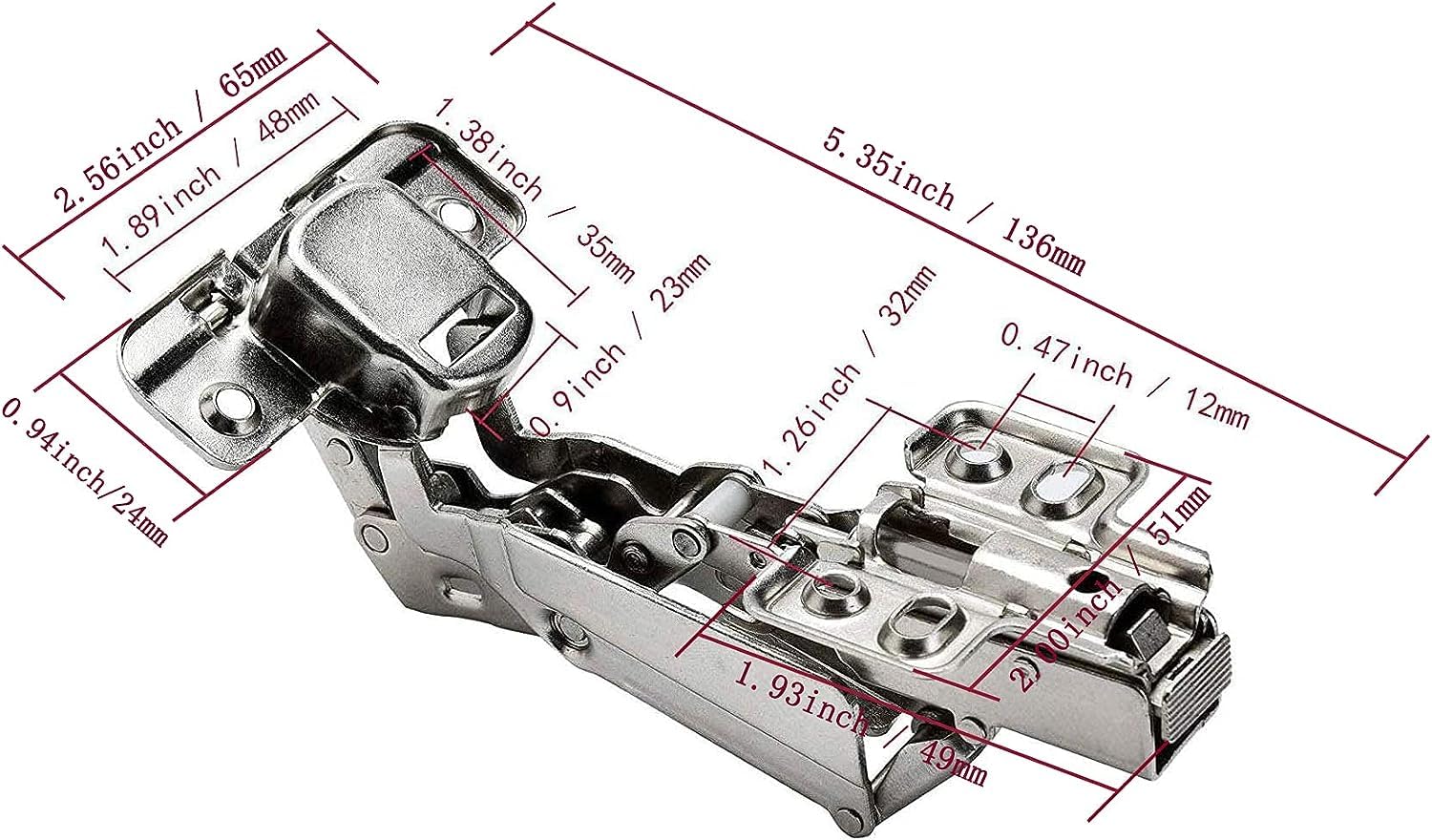110° / 175° Pair of Wardrobe & Kitchen Unit Door Hinges, (with Screws). Cold Rolled Steel & Nickel Plated. (175° Door Hinges (Pair), 1) - Image 3