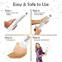 Vista 4 de Clover Products - Cañones de confeti biodegradables de 12 pulgadas Paquete de 6 Poppers blancos para bodas, cumpleaños y eventos Alimentados