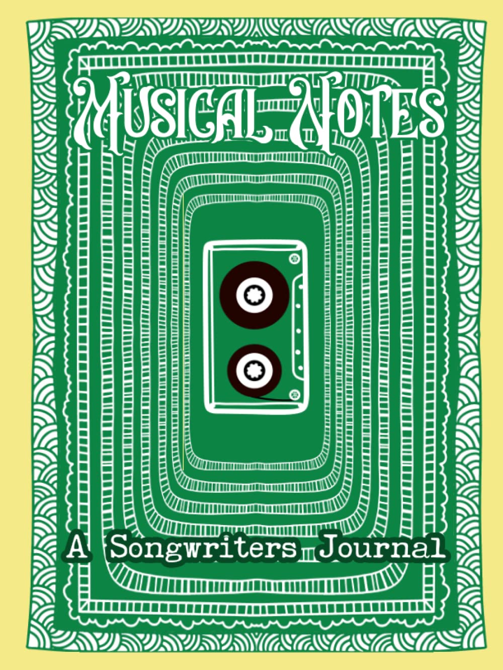Musical Notes Song Writers Journal Hardcover in Green: A large hardcover songwriter notebook with space for lyrical ideas and blank chord boxes, music sheets and guitar tabs