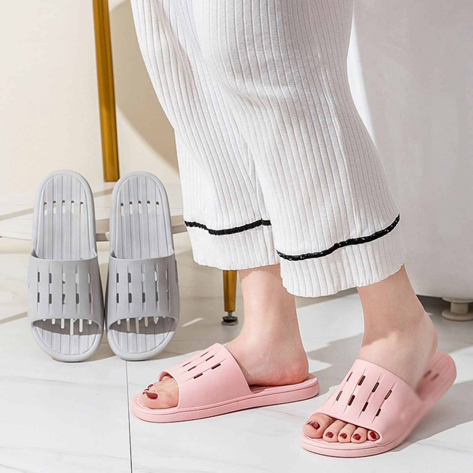 Ciabatte da Donna, da Uomo, estive, da Interno, Antiscivolo, Anti-Perdita d'Acqua, ad Asciugatura Rapida, per Coppia, da casa, da Bagno, da Hotel, Pantofole da Donna (Rosso 36/37 EU)