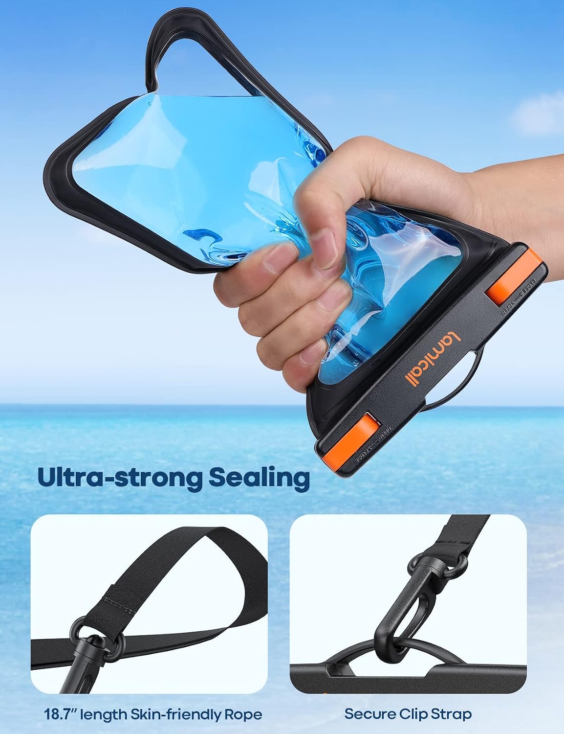Lamicall Large Size Waterproof Phone Pouch Case - [ Big Case Friendly ] for Galaxy S25 Ultra, S22 23 S24 Ultra with Case, for iPhone 17 16 15 14 13 Pro Max, Swimming Equipment Bags for 7.5" thumbnail
