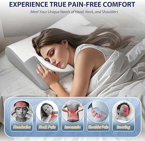 Miniatura 6 de Almohada cervical para cuello y hombro, almohadas ajustables para dormir de lado para adultos, almohada ergonómica de apoyo para el cuello,