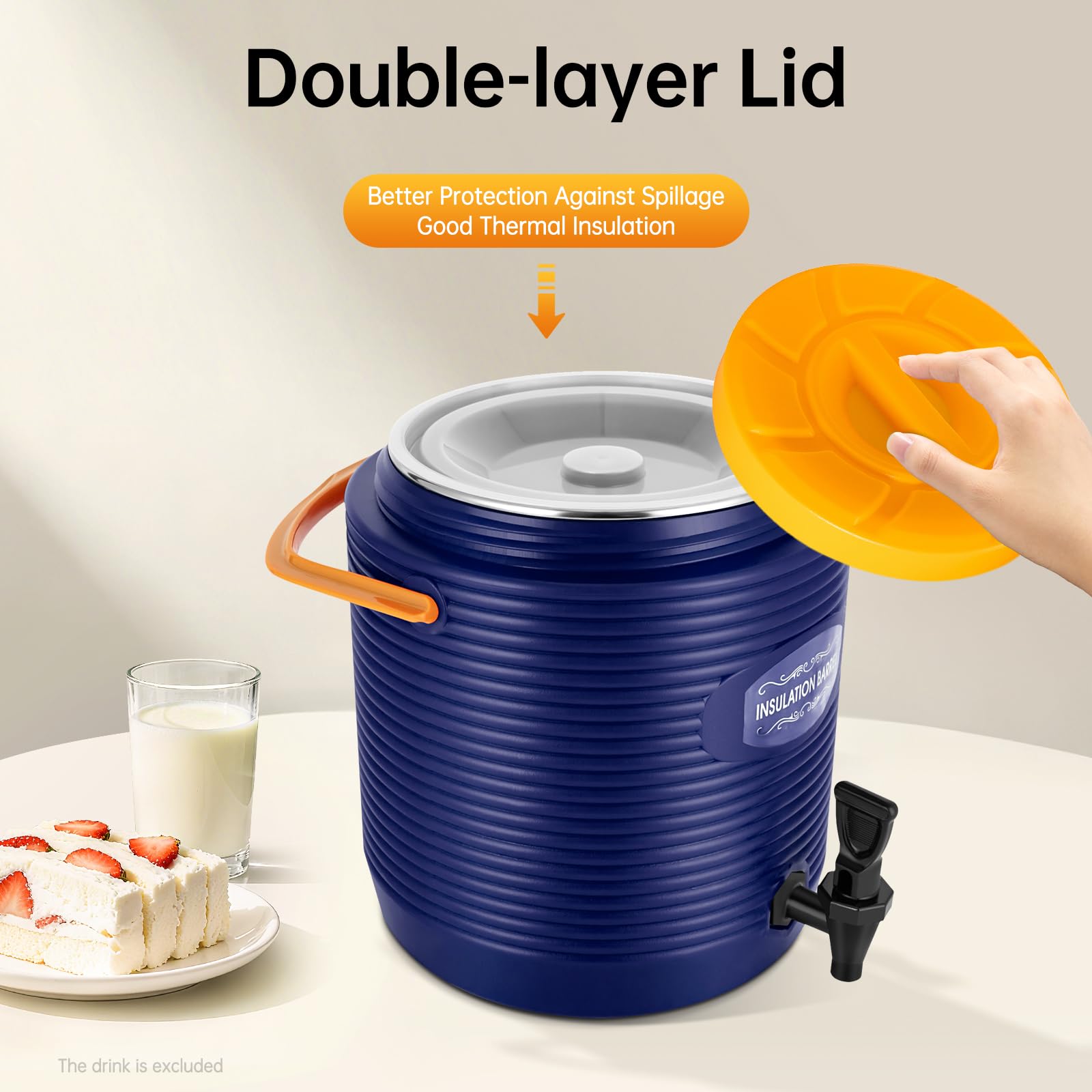 Edelstahl Thermobehälter 11L mit Zapfhahn, Deckel & Tragegriffen, Tragbar Nahrungsmittelwärmer Warmhalte-Getränkespender für Parties, 24h Temperaturhaltung für Speisen, Kaffee & Tee (Blau)