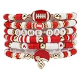 Lonext Game Day Football Charm Bracelet Stackable Sports Jewelry for Moms & Dads - Perfect for Football Fans