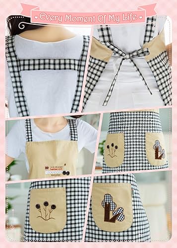 Miniatura 5 de NEWGEM Bonito delantal de pintura de cocina con bolsillos para mujeres, artistas, chef, horneado, jardinería