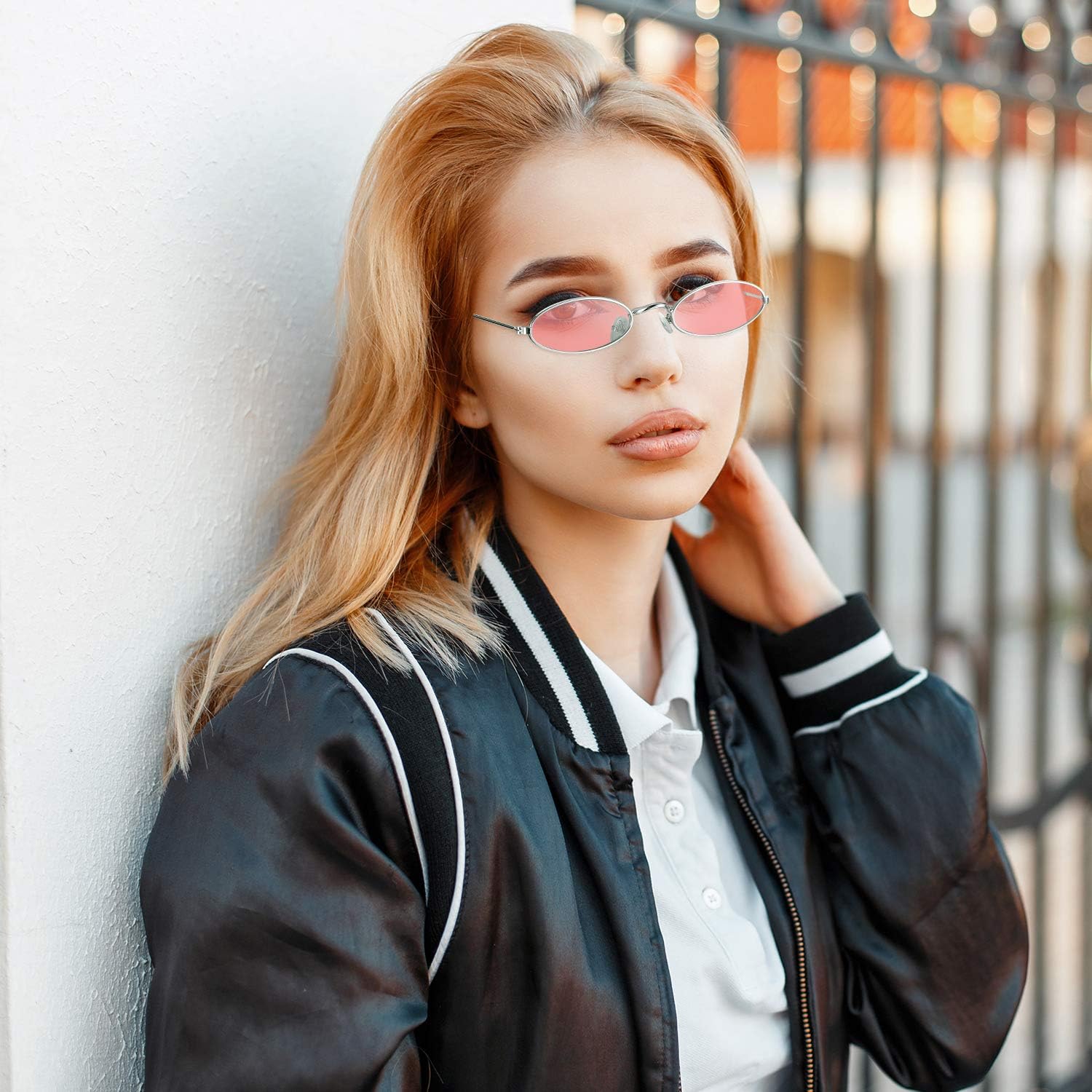 3 Pieces Vintage Oval Sunglasses Retro Slender Metal Frame Oval glasses Small Vintage Sunglasses Candy Colors for Men Woman - Image 5