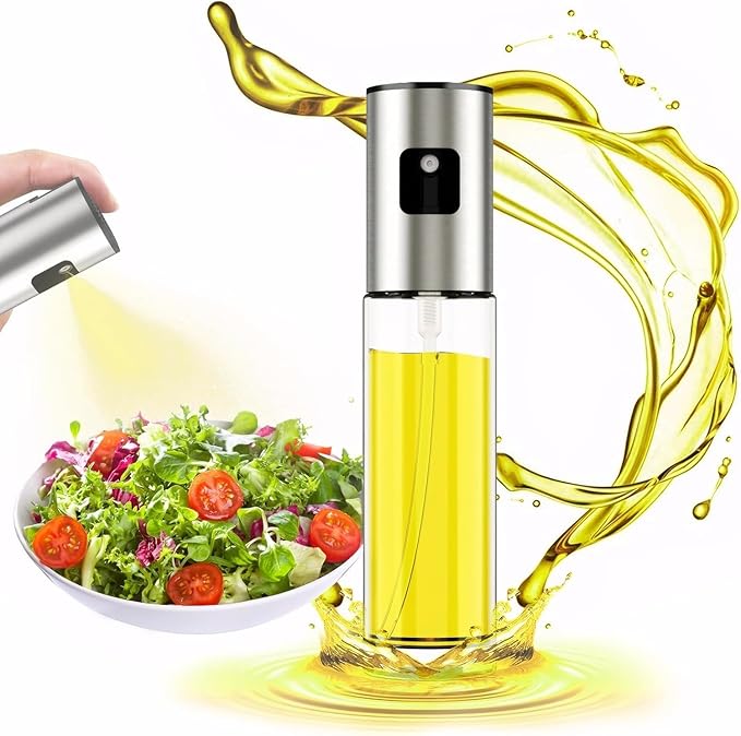 KBR® Olive Oil Sprayer for Cooking, Glass Dispenser Bottle Spray Mister, Refillable Food Grade Vinegar Spritzer Sprayer for Air Fryer, Salad, Baking, Grilling, Frying (100ML Oil Sprayer)
