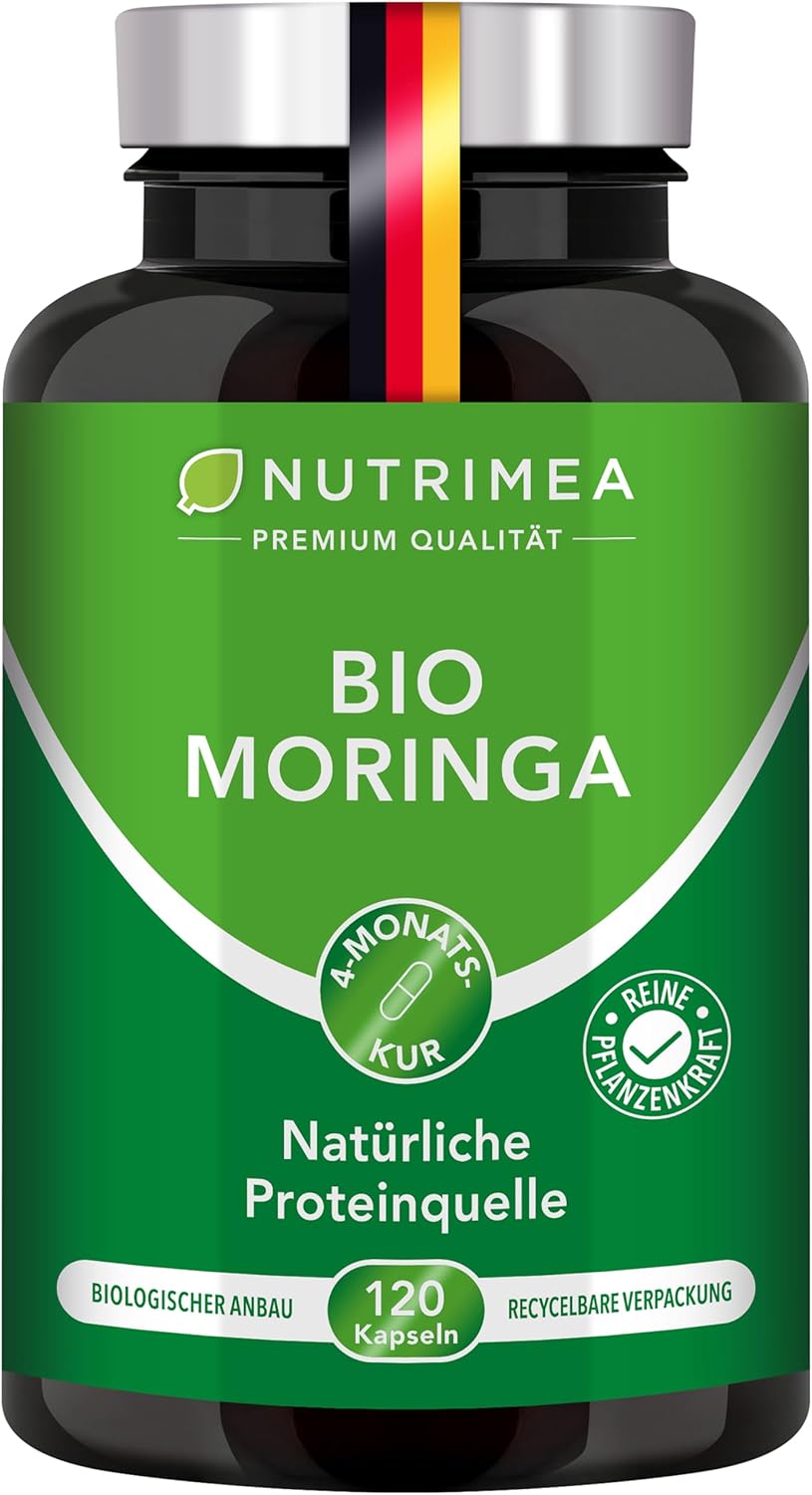 Moringa Oleifera Bio - Premium Extrakt Hochdosiert - Maximale Bioverfügbarkeit – Superfood für Energy &amp; Wohlbefinden - 120 Kapseln Vegan - 4 Montasvorrat - Nutrimea