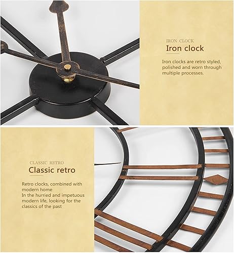 Miniatura 3 de Reloj de pared silencioso sin tictac, certificación de seguridad de 31 pulgadas, reloj de pared grande con número romano, reloj de pared de metal de