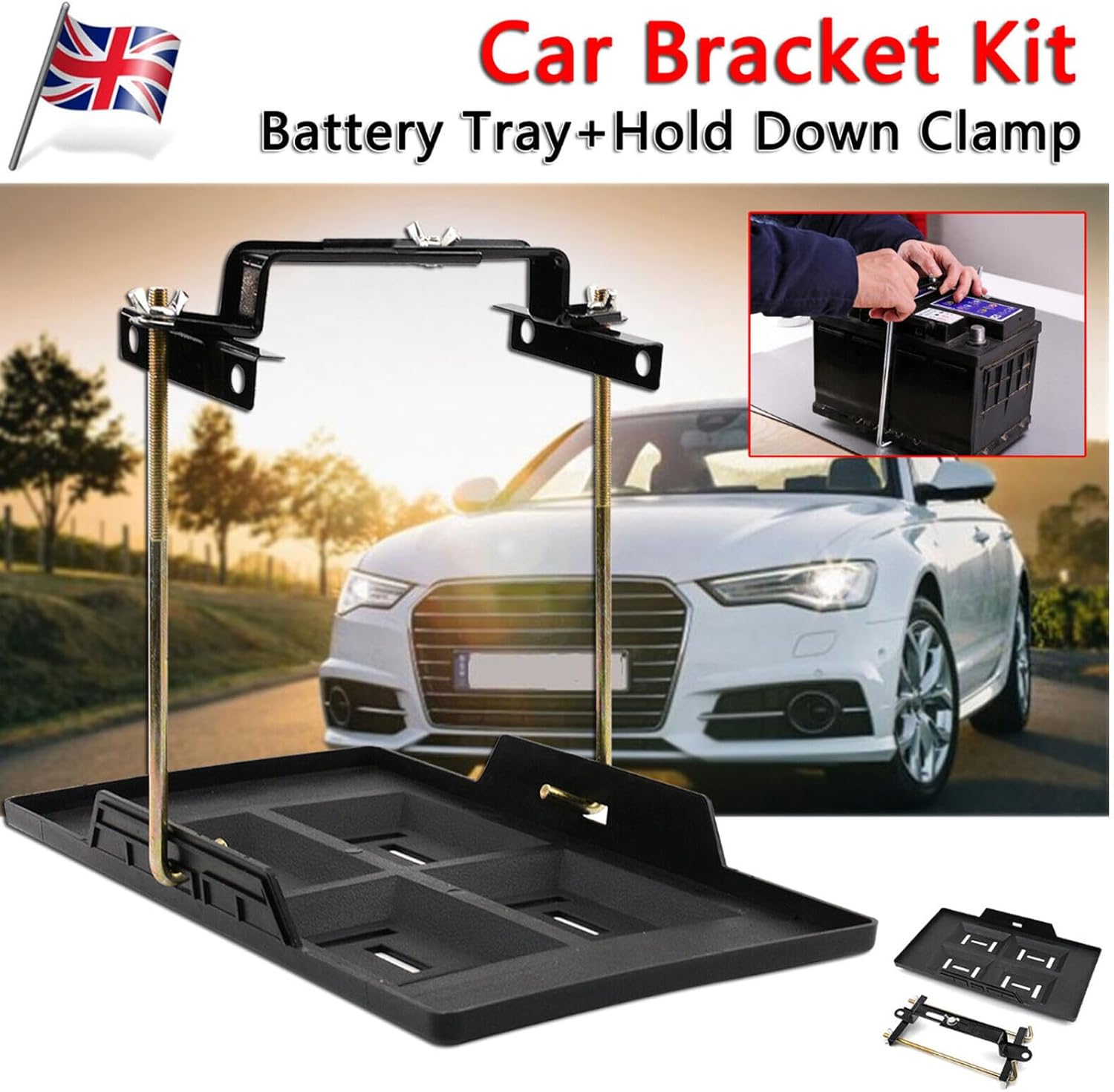 Secure Car Battery Holder with Antislip Design Universally Tray Holder Easy Installation for Vehicle Tray for Car