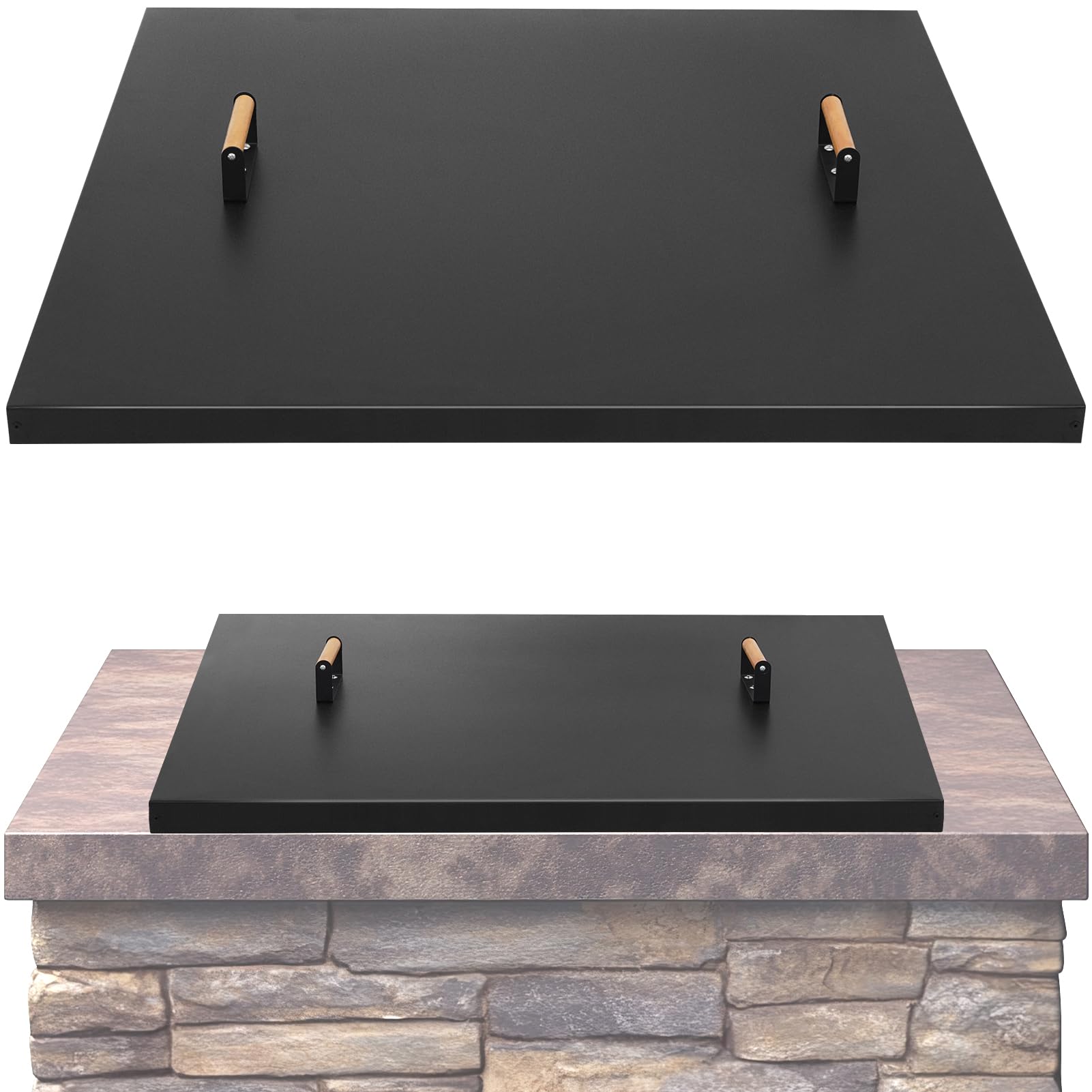 Fire Pit Lid Square 38", Heat Resistant Metal Firepit Cover