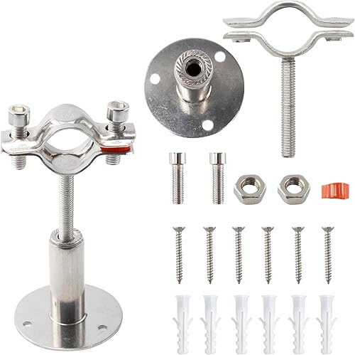 Miniatura 4 de 2 soportes de tubería de acero inoxidable 304 plateados, colgador de anillo ajustable con tornillos, altura de 2-4 pulgadas (1.969-3.937 in), para