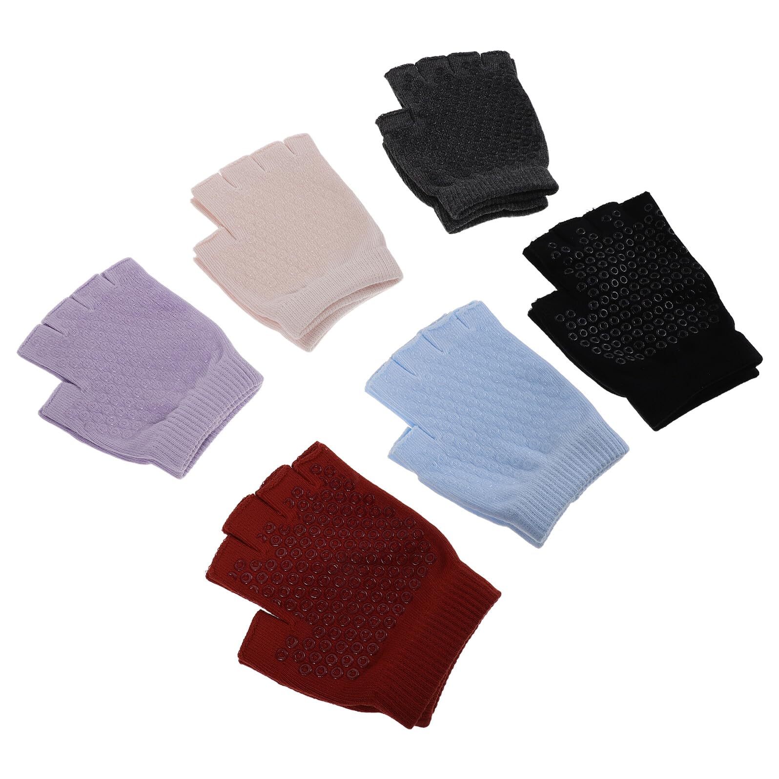 Veemoon Guanti senza Dita da Yoga Antiscivolo per Donna, Guanti da Ginnastica Elastici con Presa Palmo, Set da 6 Paia Multicolore per Pilates, Fitness e Allenamento Professionale