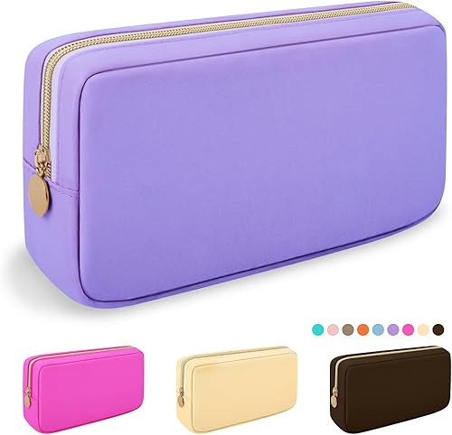 Miniatura 44 de Iqimott Bolsa Grande de Maquillaje de Nylon, Estuche de Viaje Preppy, Bolsa Grande de Cosméticos de Nylon, Organizador de Maquillaje, Bolsa de Rosa
