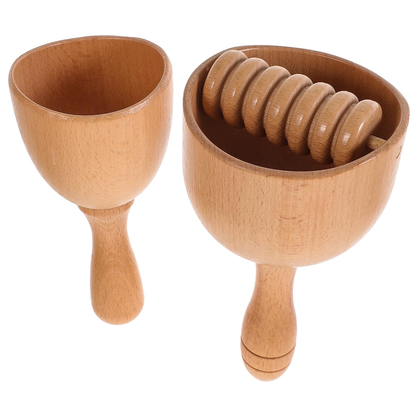 SECFOU Herramienta de Automasaje de Madera para Espalda y Hombros, Copa de Masaje Manual Rodillos para Relajación Muscular, 2 Piezas para Terapia Corporal en Casa