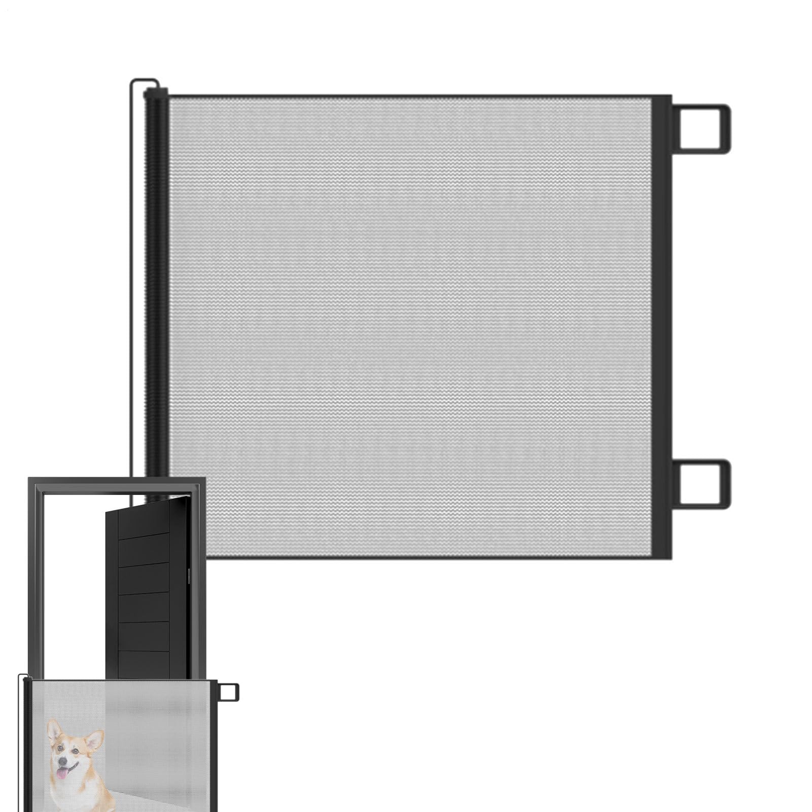 Retractable Pet Gate, Retractable Stair Gates, No-Drill Childproof Net Fence Cat Baffle for Indoor Staircase Patio Fireplace Deck Bedroom Kitchen Terrace