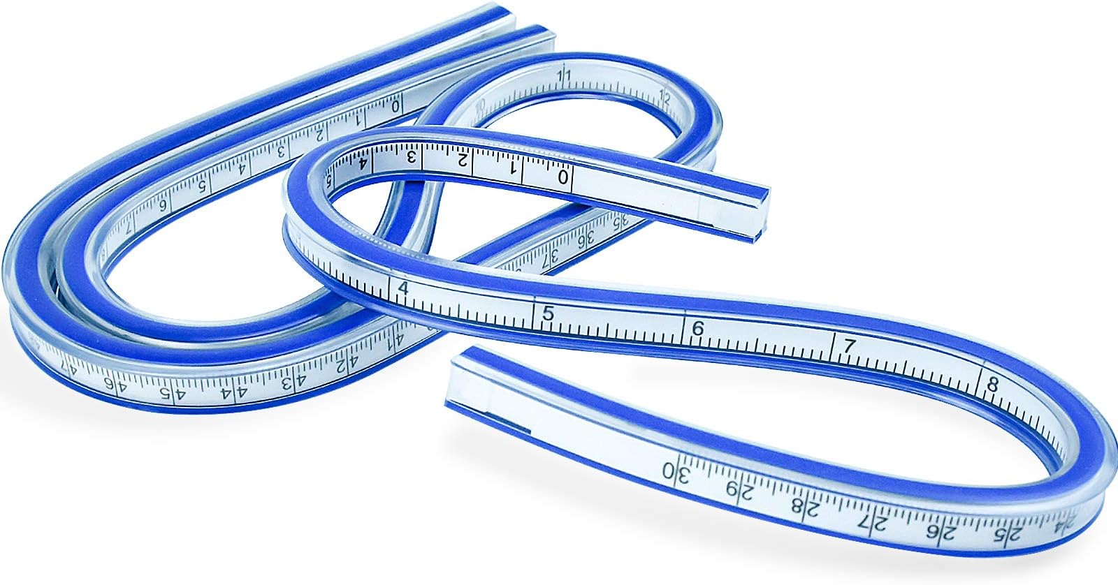 SANTOO 2 Pack French Flexible Curve Ruler Woodworking Measuring Tape Ideal for Engineering Drawing, Design Drafting Graphics, Painting, 60cm + 30cm