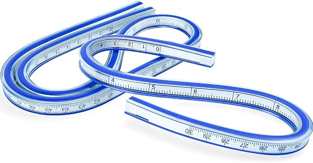 SANTOO 2 Pack French Flexible Curve Ruler Woodworking Measuring Tape Ideal for Engineering Drawing, Design Drafting Graphics, Painting, 60cm + 30cm