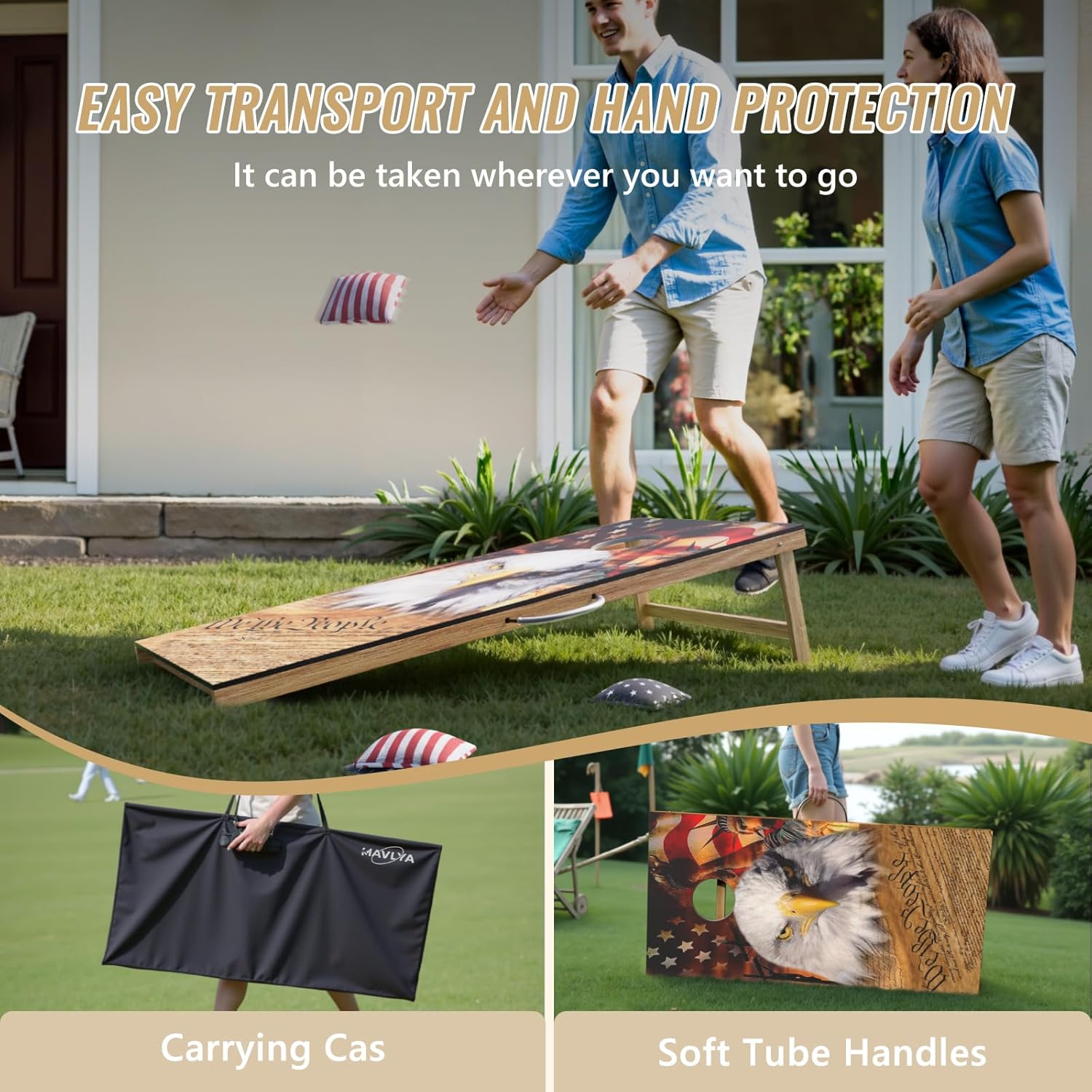 Cornhole Board Set,Corn Hole Games for Adults Outdoor,2X4FT Solid Wood Regulation Cornhole Boards with 8 Cornhole Beans Bags & Carry Case