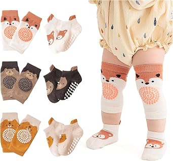 Cute Baby Knee Pads for Crawling, Cartoon Anti-Slip Toddler Knee Floor Pads for Crawling, Walk