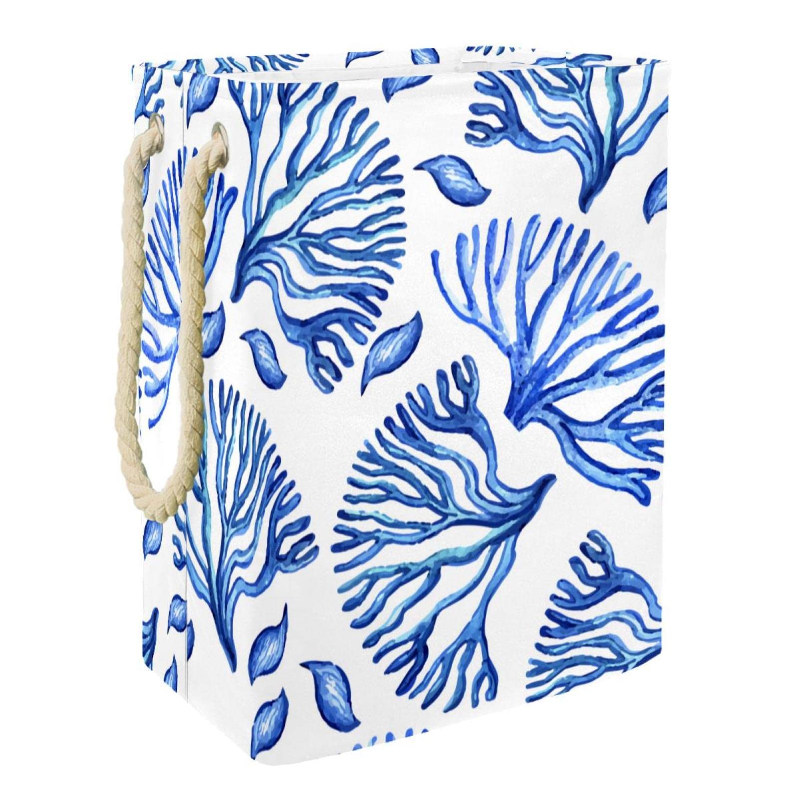 Grand panier à linge bleu avec poignée durable pour trier les vêtements