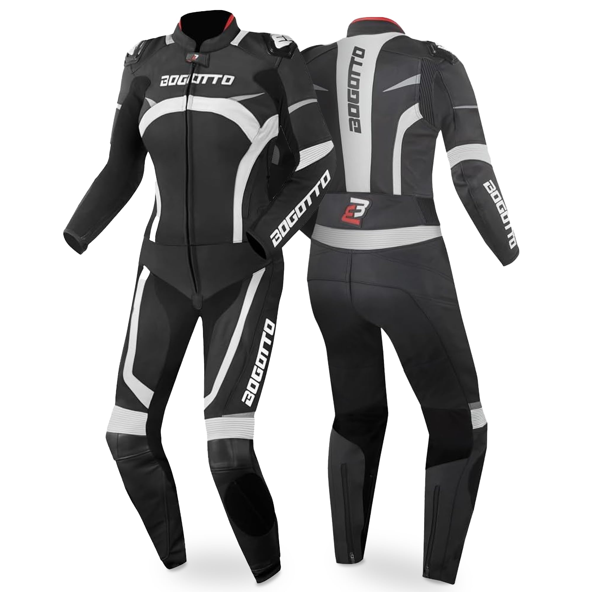 Bogotto Misano 2-Teiler Damen Motorrad Lederkombi, schwarz/weiß, 46