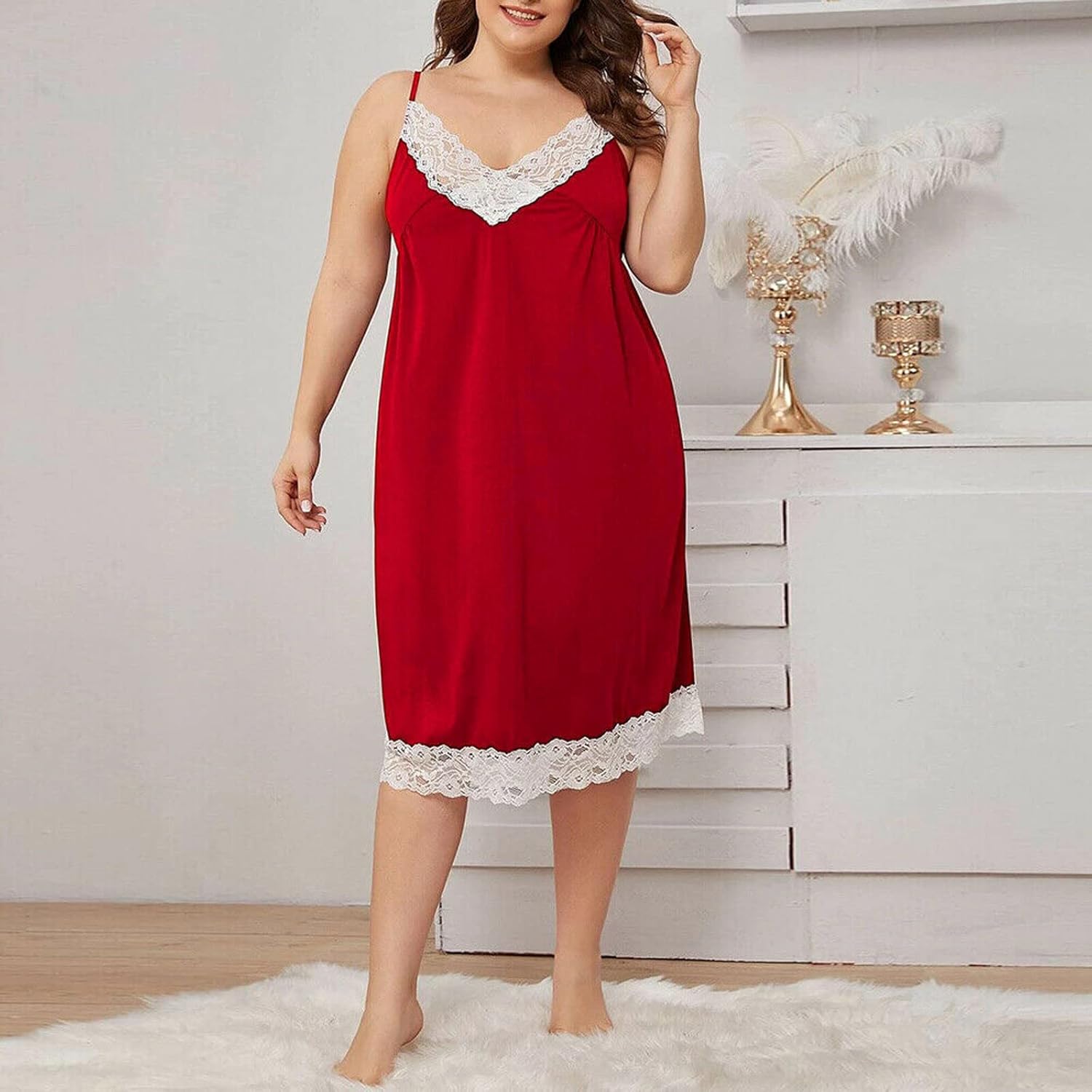 Lingerie Set Strap Nightdress Oversize Nightgown Lace Velvet Intimate Lingerie