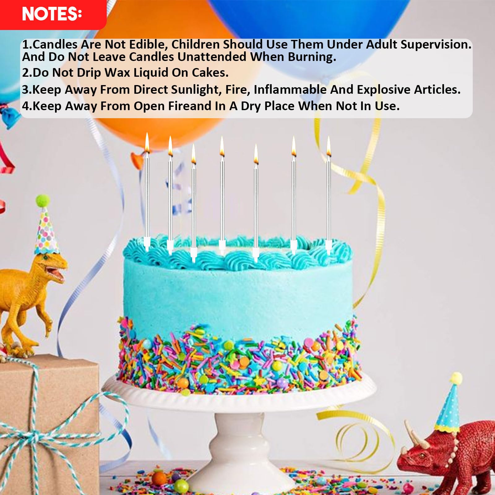 ZARRS Candele per torte di copleanno, 36 pezzi, lunghe candele di copleanno, sottile, per