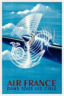 Antiguos Maps Dans Tous Les Ciels | Air France Travel Print | French Art Poster Vintage Reprint Wall Decor (18 x 24 inches)