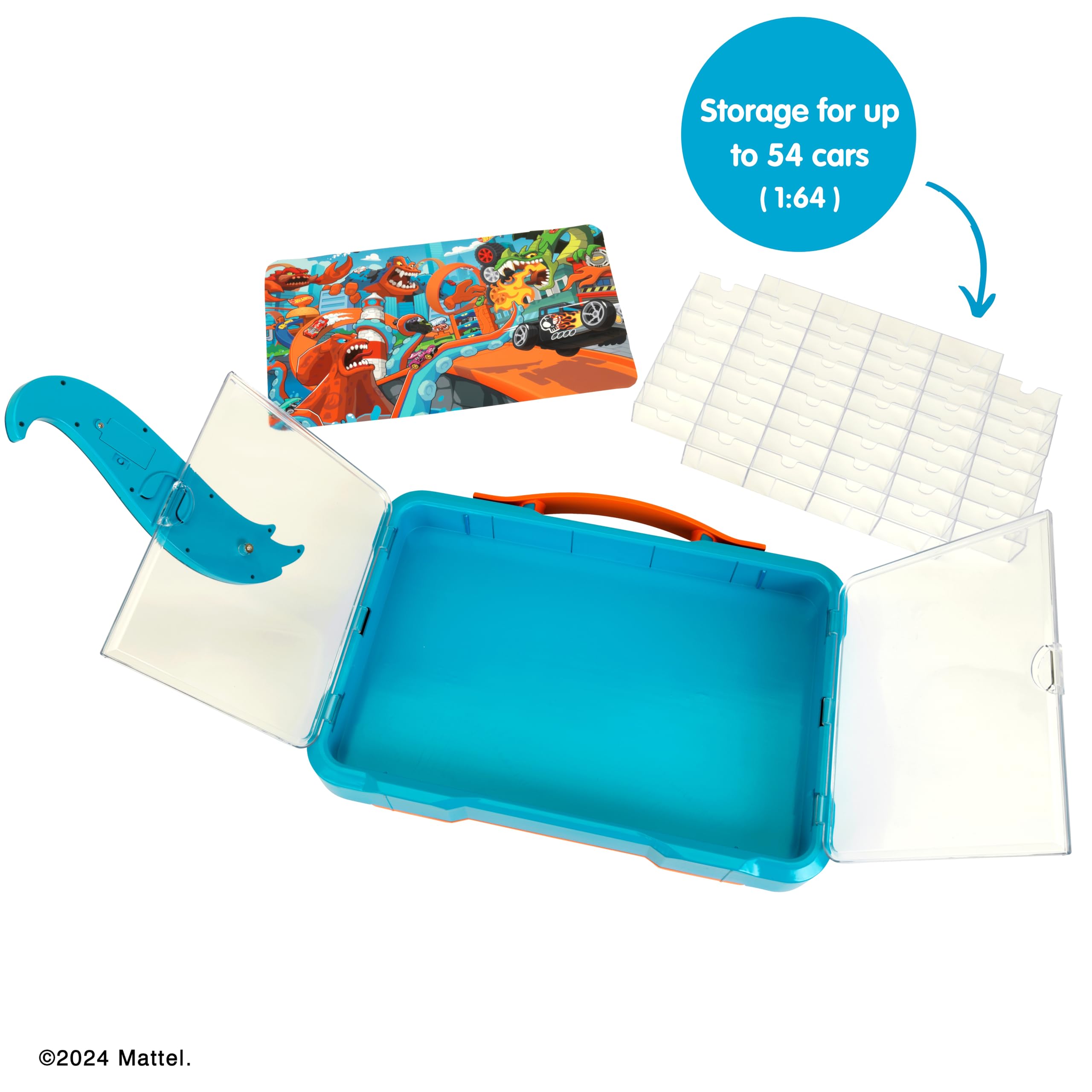 Theo Klein 2408 Hot Wheels Valise-Vitrine de Collection, Espace pour 54 Voitures, Logo Hot Wheels Lumineux, avec poignée de Transport Pratique, Jouet pour Enfants à partir de 3 Ans